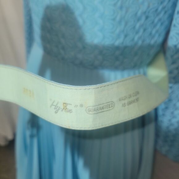Mary Dobbs Original Vintage 60s Blue Polyester Hostess Dress Zigzag Pleats - Picture 6 of 16